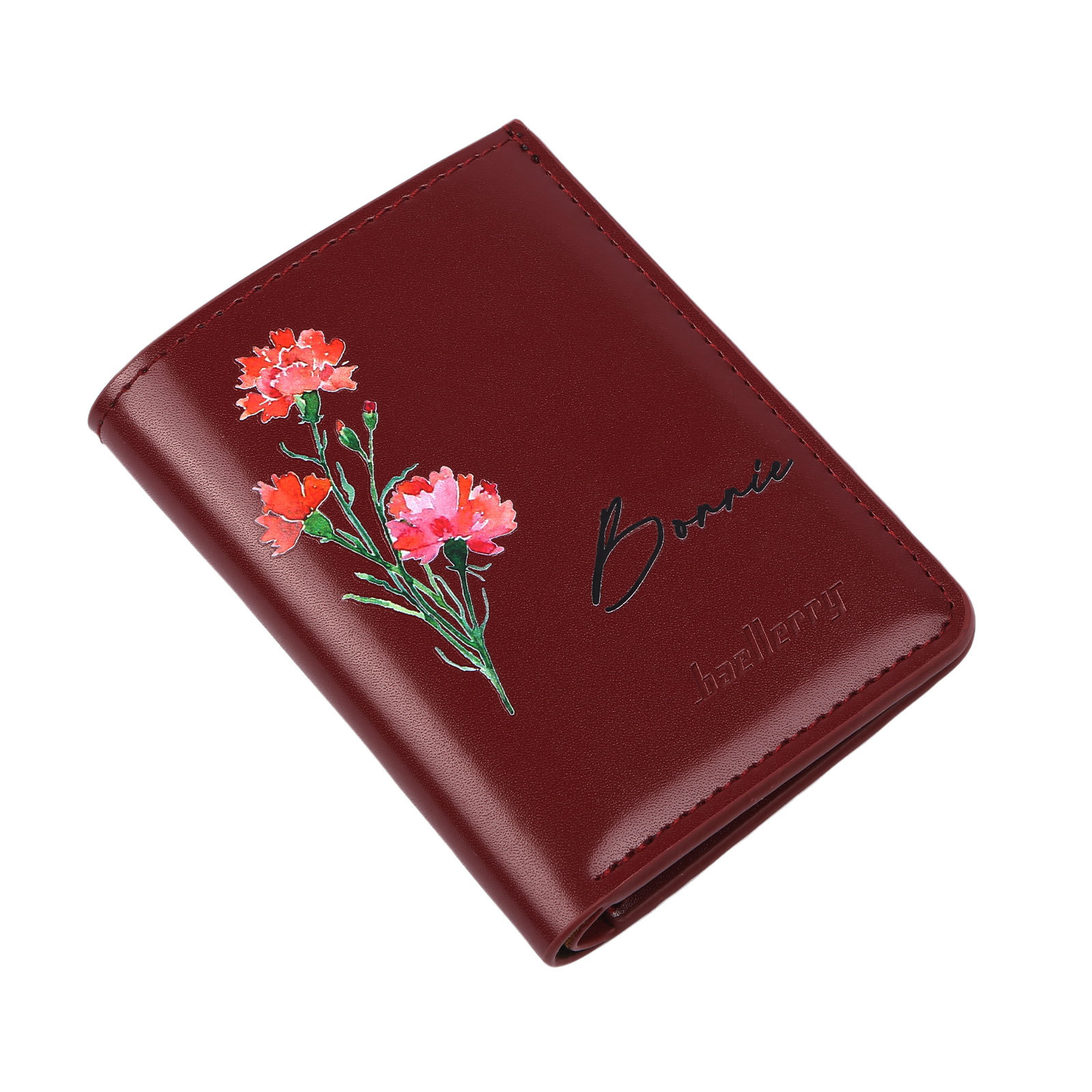 Personalised Women's Leather Wallet Custom Birthday Flower & Name Billfold Wallet Gift for Her-Jessemade AU