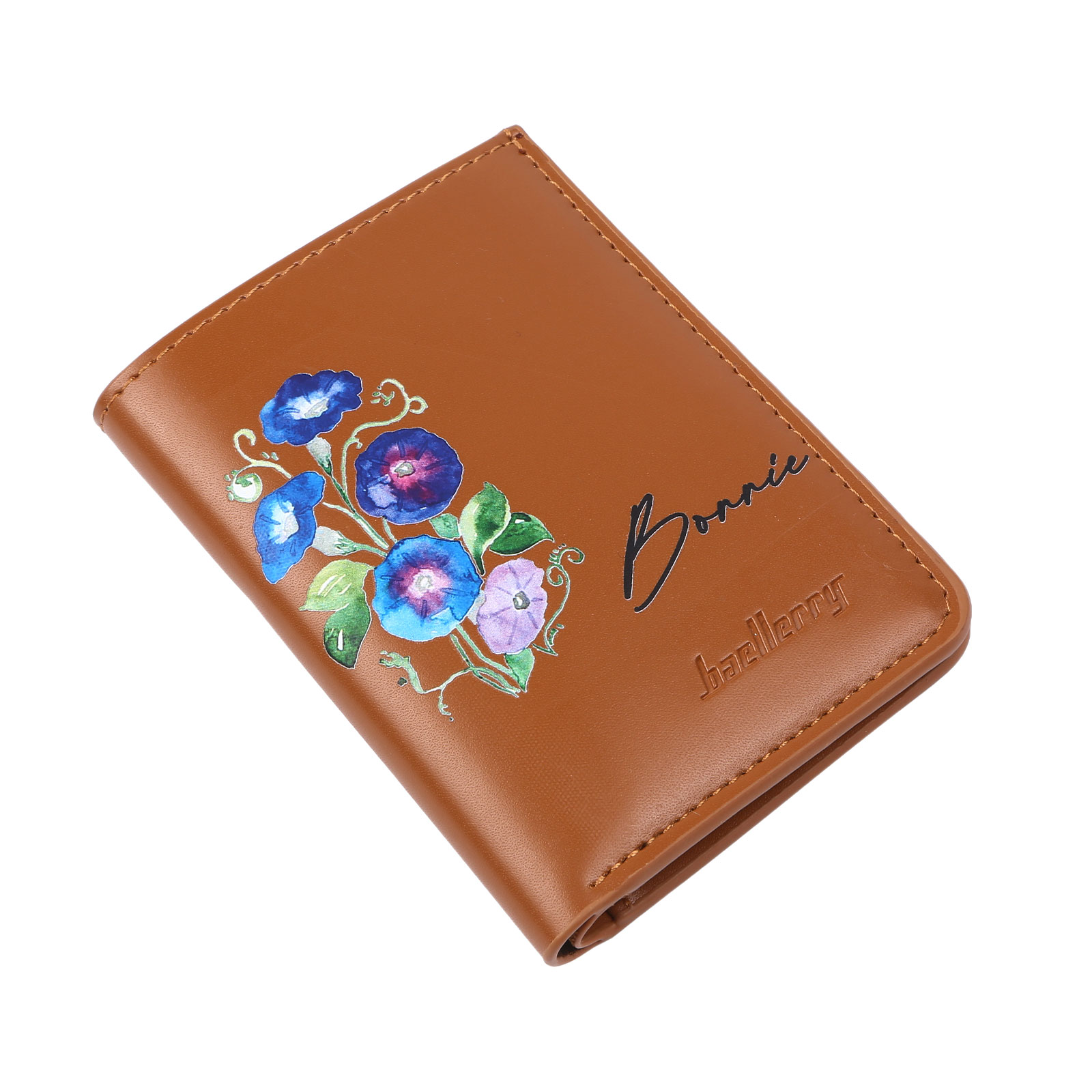 Personalised Women's Leather Wallet Custom Birthday Flower & Name Billfold Wallet Gift for Her-Jessemade AU