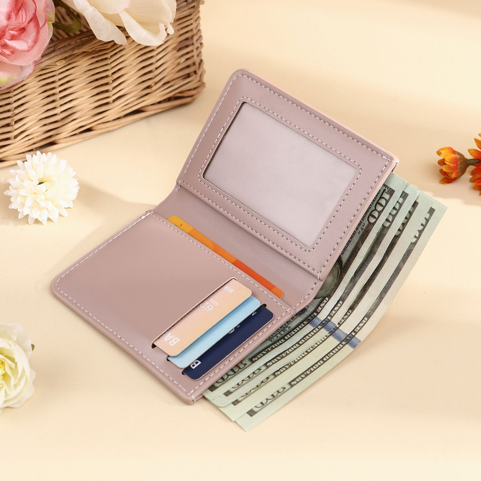 Personalised Women's Leather Wallet Custom Birthday Flower & Name Billfold Wallet Gift for Her-Jessemade AU