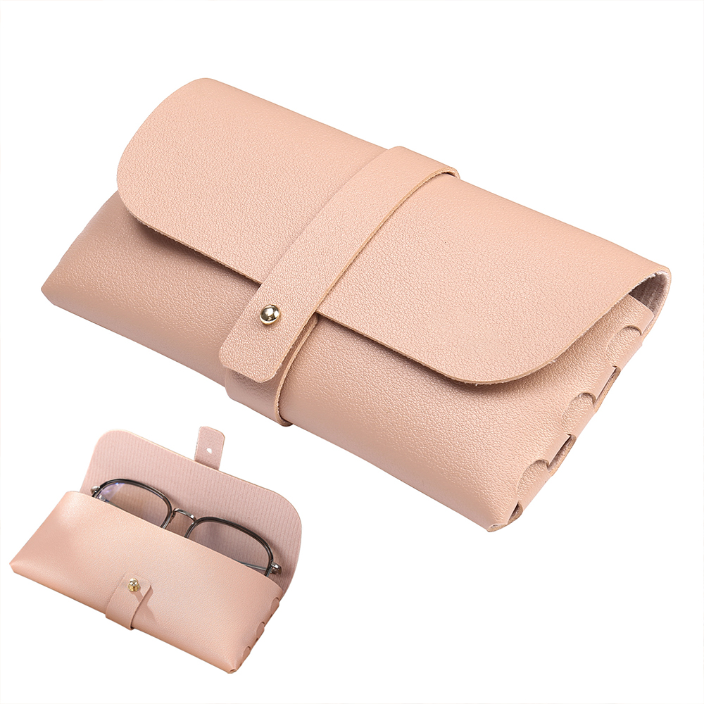 Portable Eyeglass Pouch with Adjustable Lanyard Soft Leather Glasses Case Perfect Gift for Her