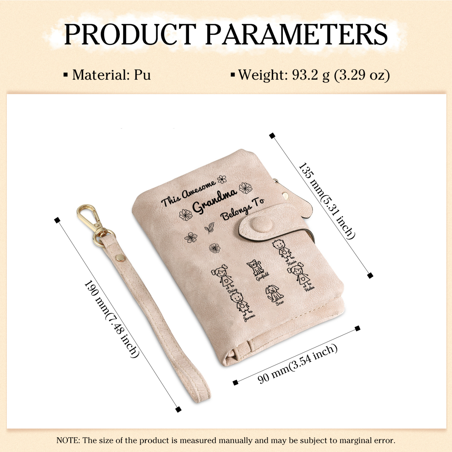 Personalised Women Wallet Custom 1–6 Names & Pattern Leather Wallet Pink Gift for Her "This Awesome Grandma Nan Belongs To"-Jessemade AU