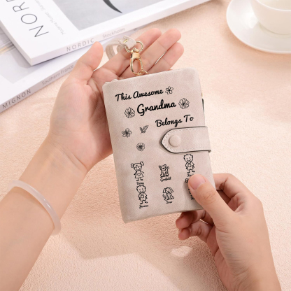 Personalised Women Wallet Custom 1–6 Names & Pattern Leather Wallet Pink Gift for Her "This Awesome Grandma Nan Belongs To"-Jessemade AU