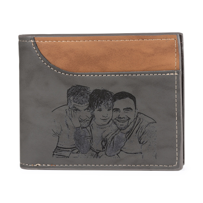 Men Photo Wallet Personalised Letter & Name Wallet Gray Gift for Him-Jessemade AU