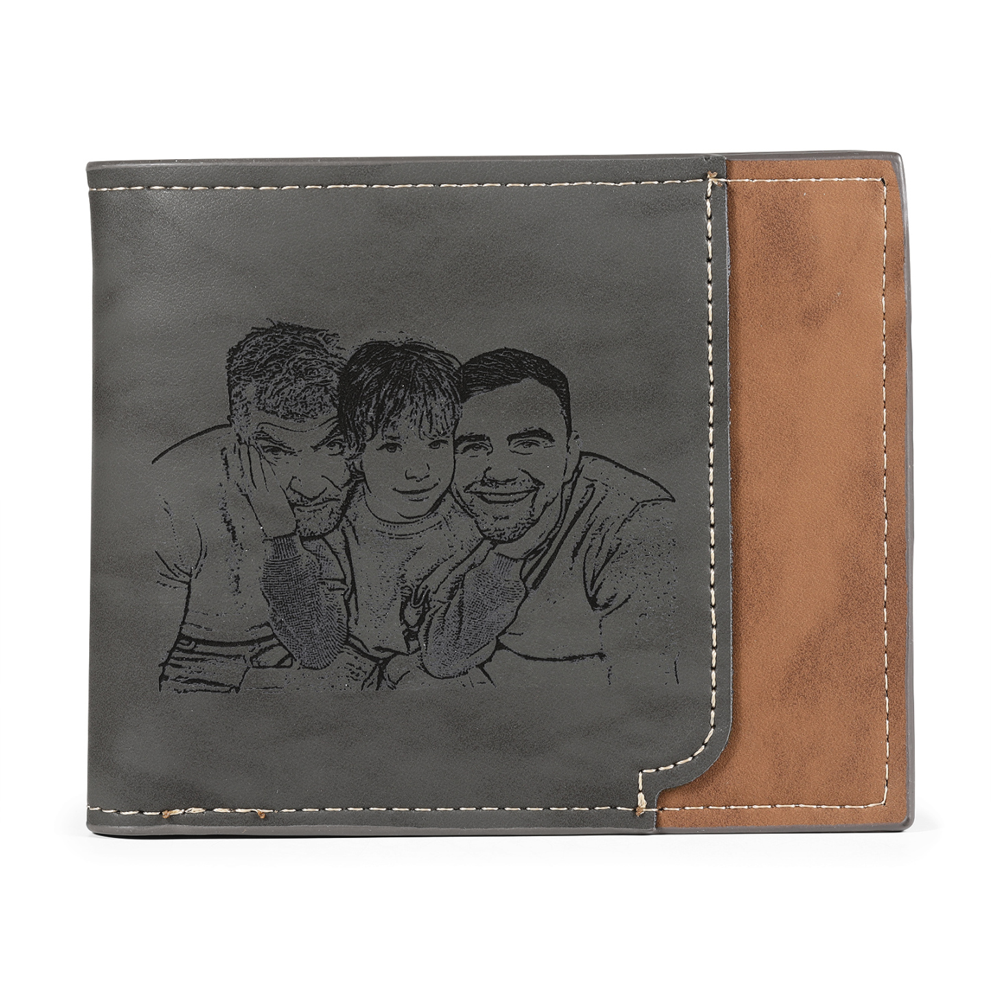 Men Photo Wallet Personalised Letter & Name Wallet Gray Christmas Gift for Him-Jessemade AU