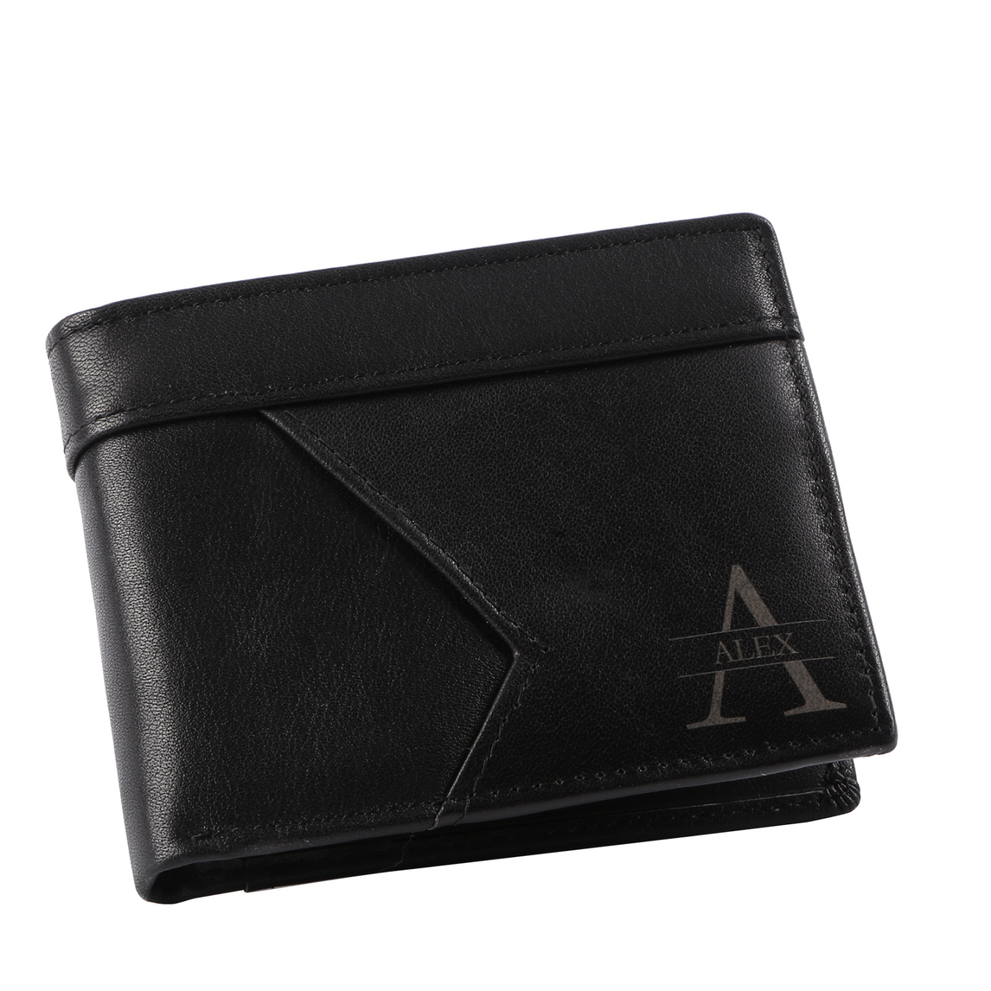 Personalised Leather Wallet Custom Name and Letter Gift for Him