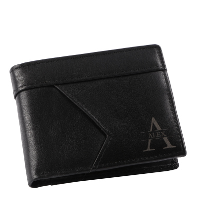 Personalised Leather Wallet Custom Name and Letter Gift for Him