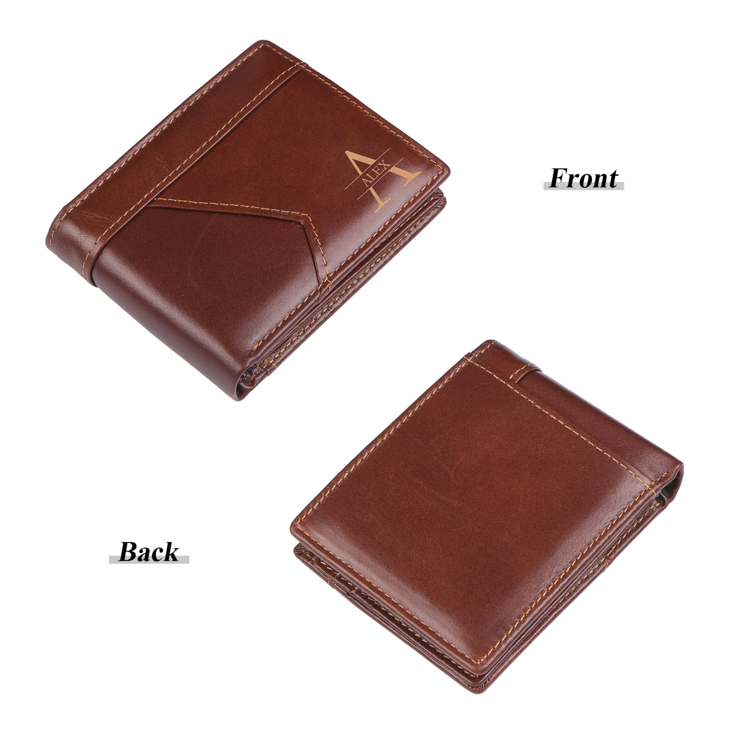 Personalised Leather Wallet Custom Name and Letter Gift for Him