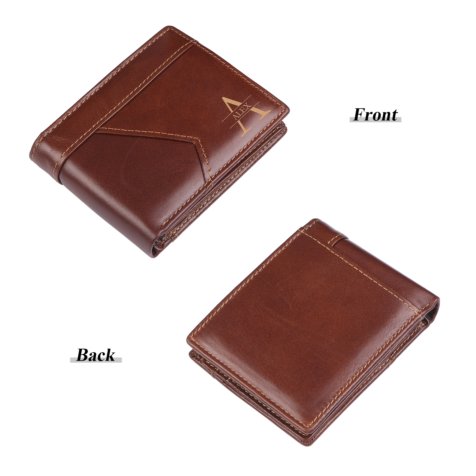 Personalised Leather Wallet Custom Name and Letter Gift for Him