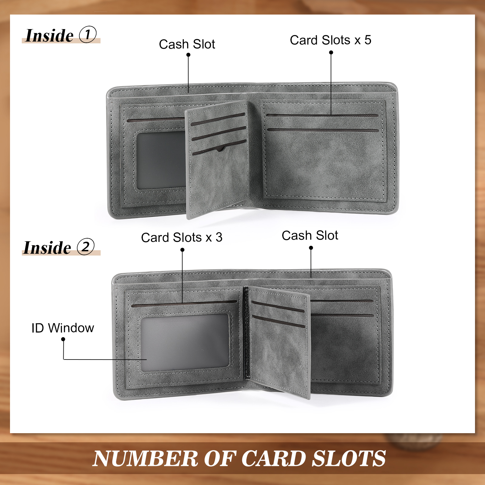 Personalised Men Leather Wallet Custom with Photo Name Letter Folding Wallet Gift for Him-Jessemade AU