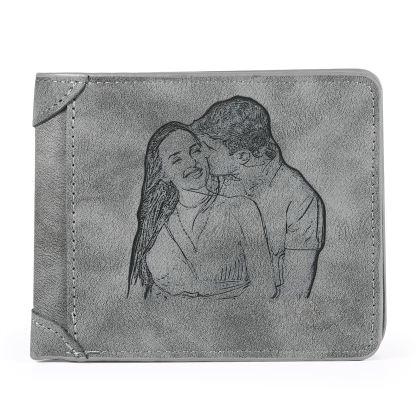 Personalised Men Leather Wallet Custom with Photo Name Letter Folding Wallet Gift for Him-Jessemade AU