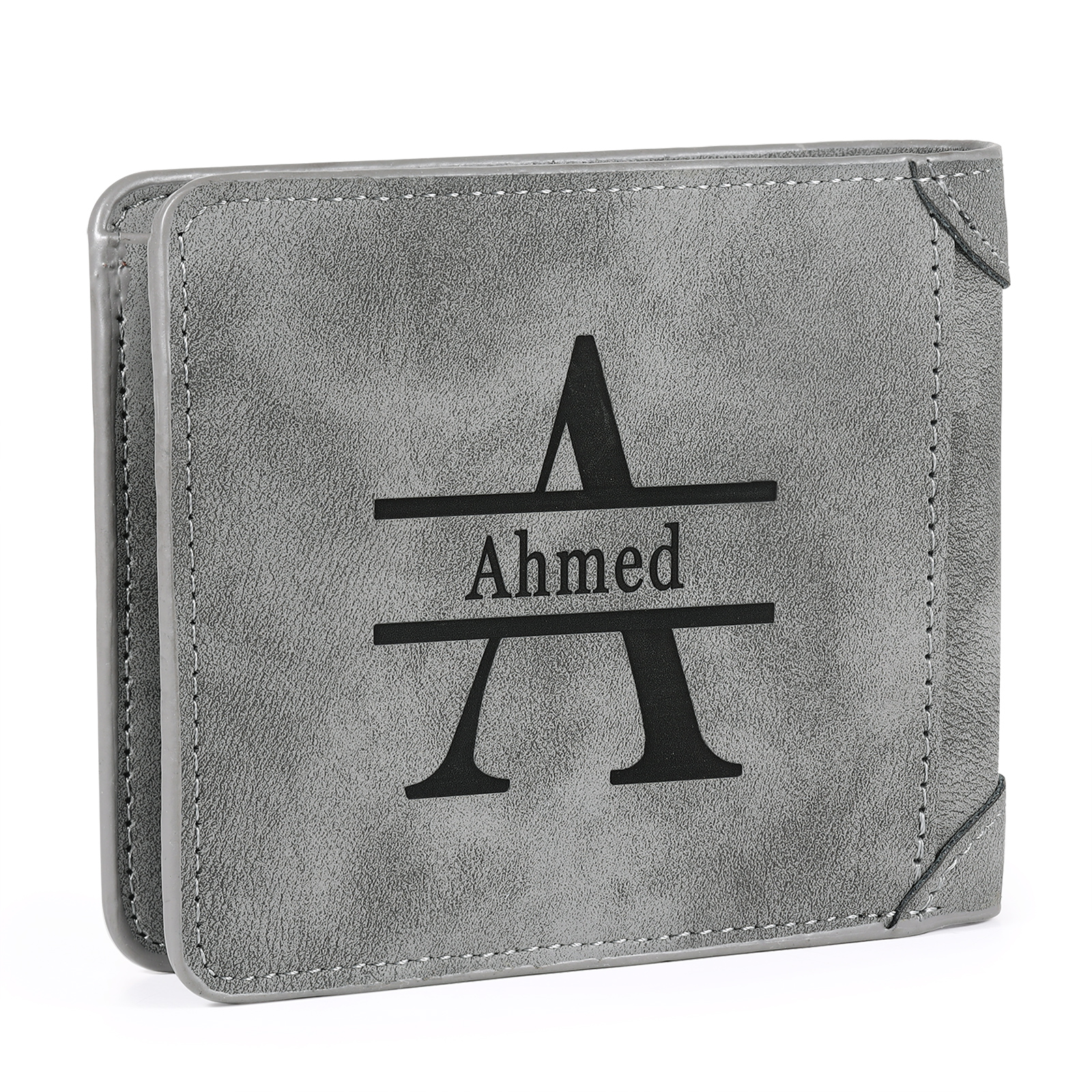 Personalised Men Leather Wallet Custom with Photo Name Letter Folding Wallet Gift for Him-Jessemade AU