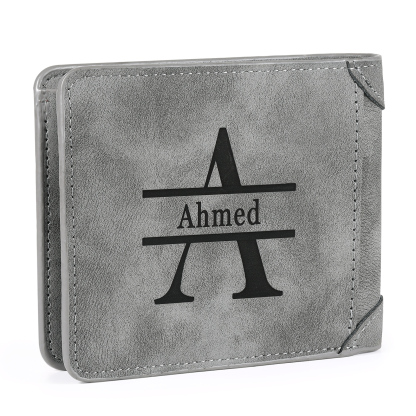 Personalised Men Leather Wallet Custom with Photo Name Letter Folding Wallet Gift for Him-Jessemade AU