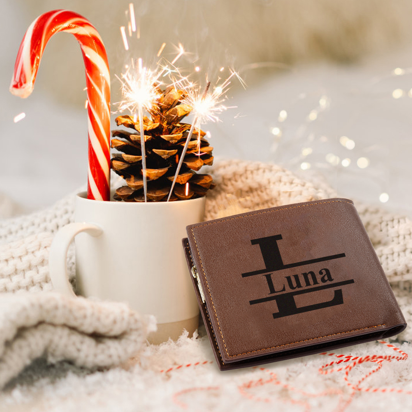 Personalised Wallet with Custom Photo Letter & Name Meaningful Gift for Him