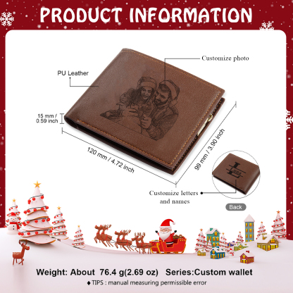 Personalised Wallet with Custom Photo Letter & Name Meaningful Gift for Him