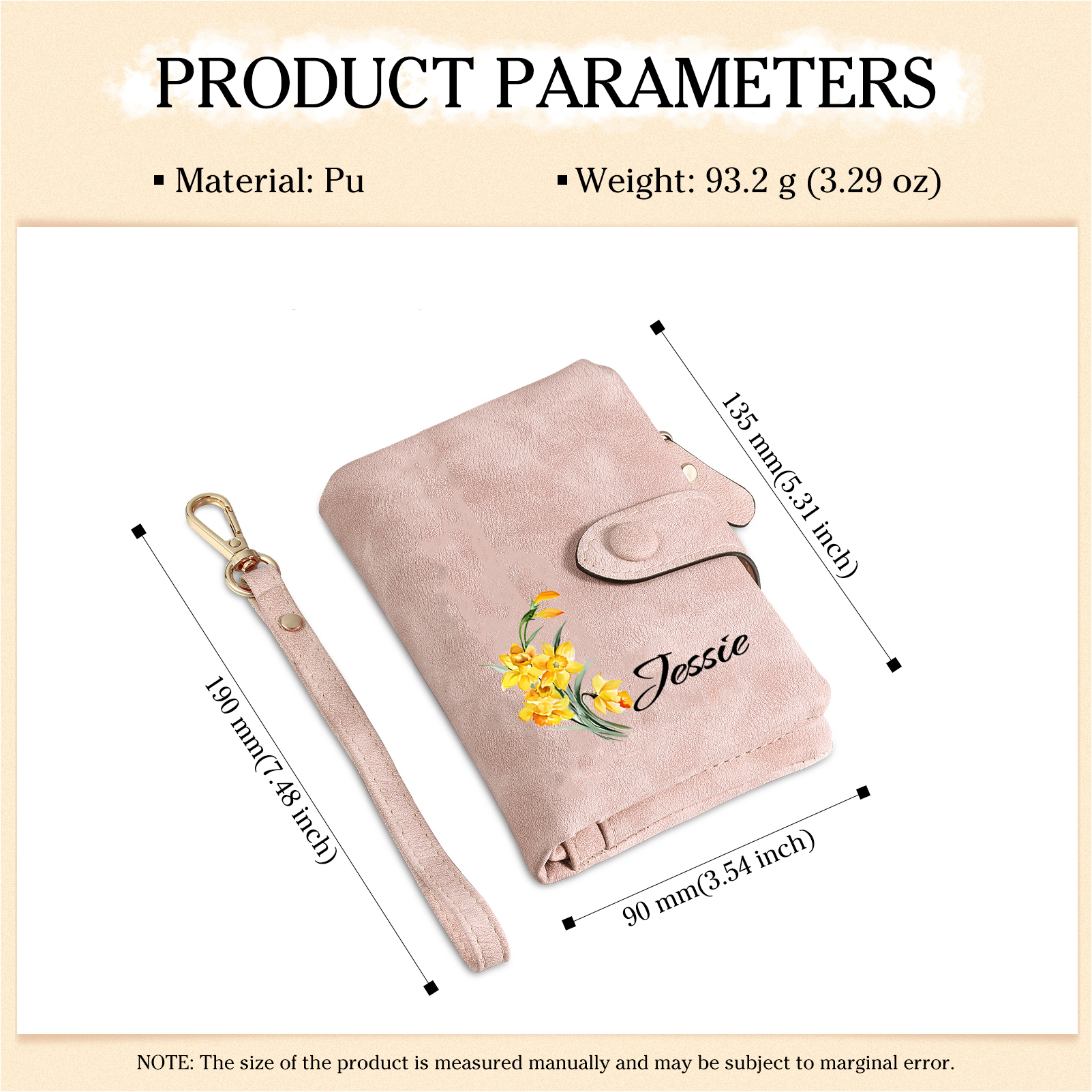 Personalised Leather Wallet for Women with 1 Name & Birthday Flower A Thoughtful Gift for Her-Jessemade AU