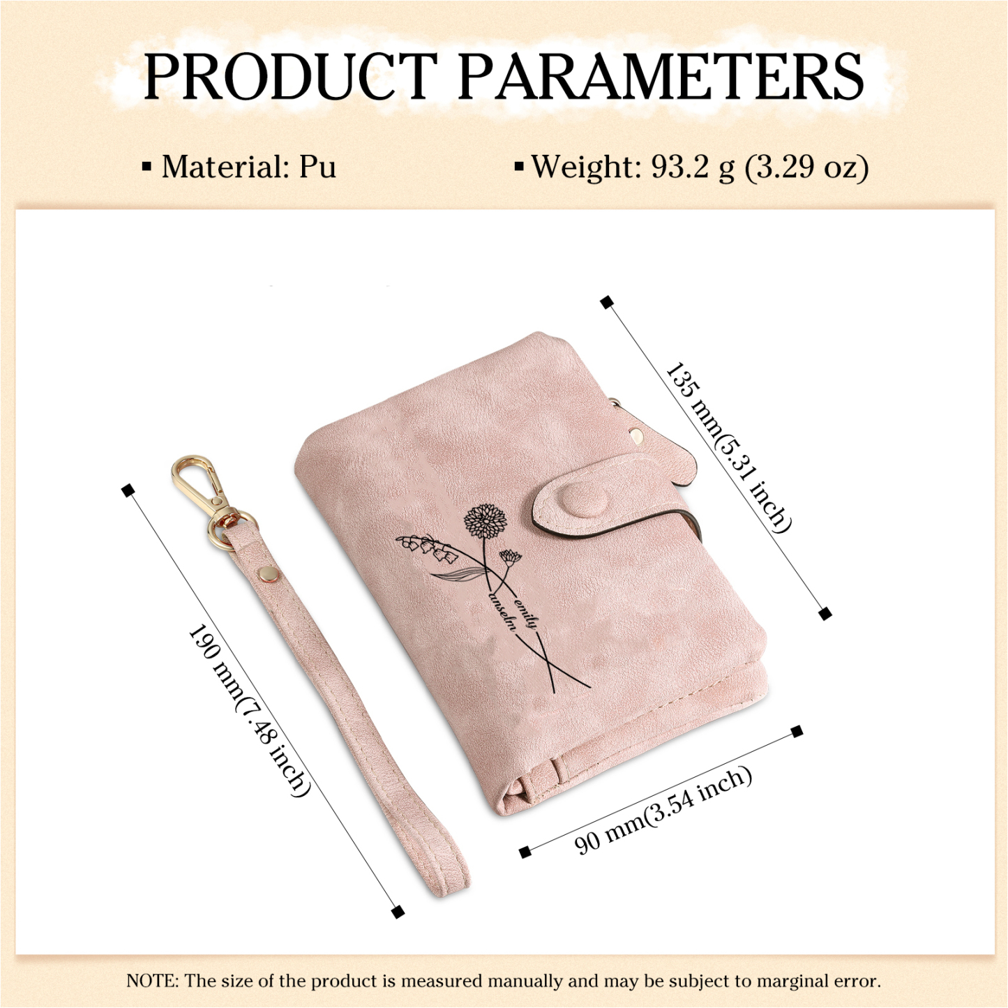 Personalised Leather Wallet for Women with 2 Names & Birthday Flowers A Thoughtful Gift for Her-Jessemade AU