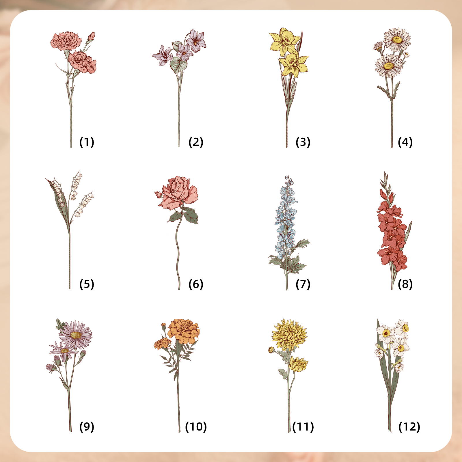 Personalised Women Wallet Custom Birth Flower Name Valentines Day Gift