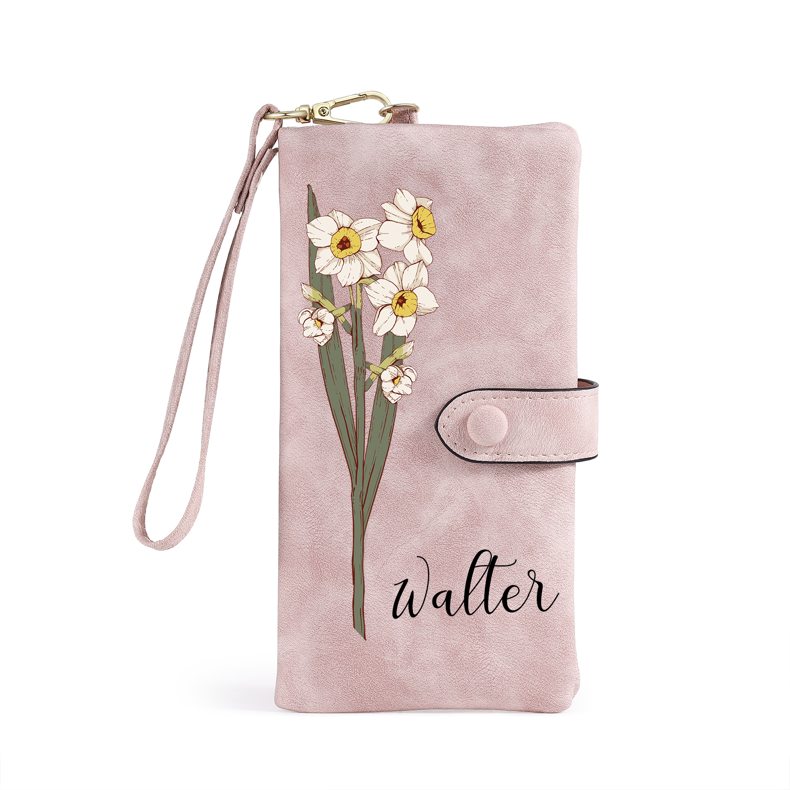 Personalised Women Wallet Custom Birth Flower Name Valentines Day Gift