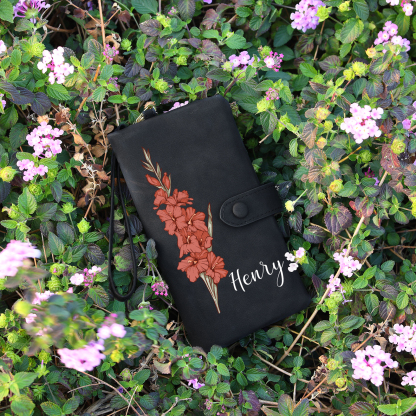Personalised Women Wallet Custom Birth Flower Name Valentines Day Gift