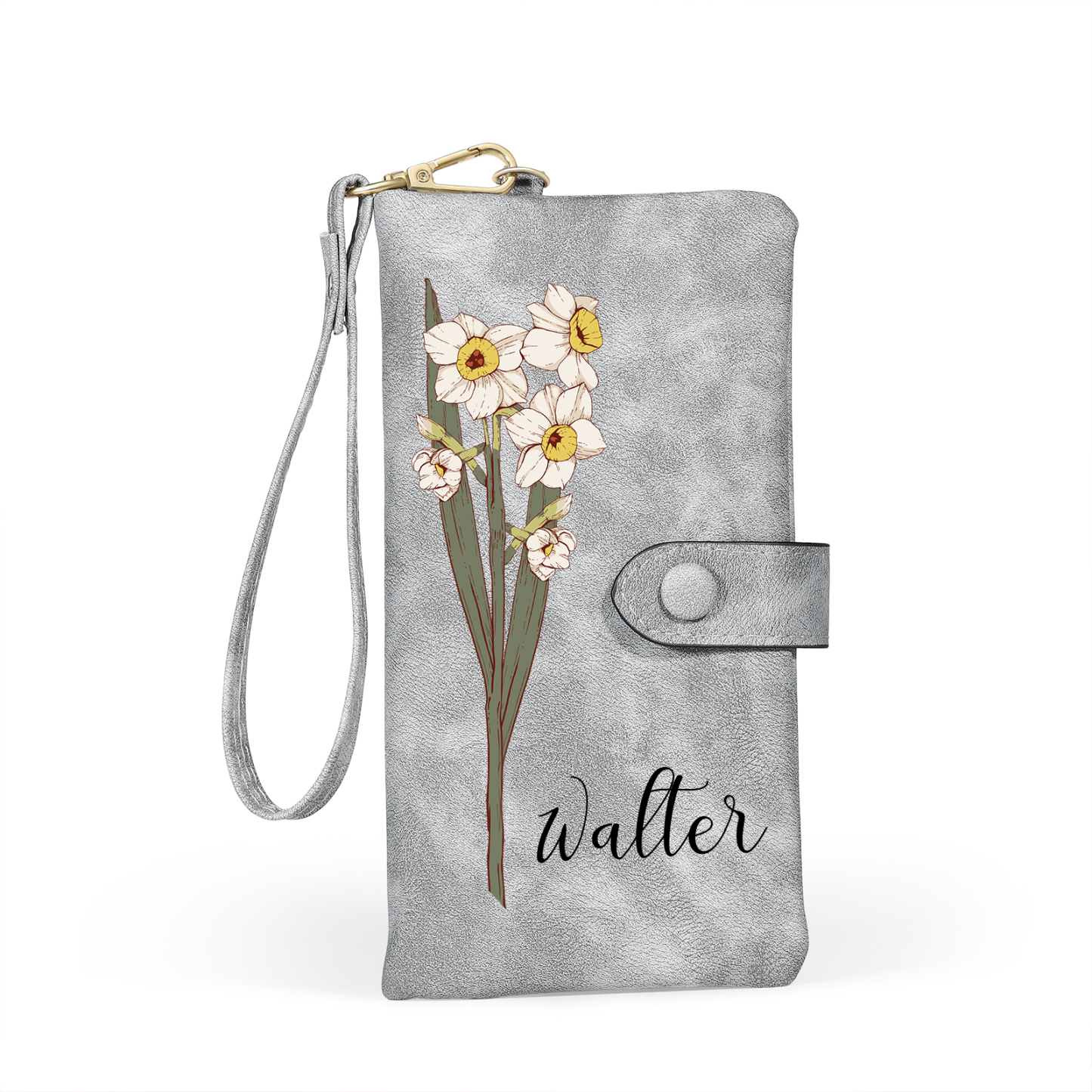 Personalised Women Wallet Custom Birth Flower Name Valentines Day Gift