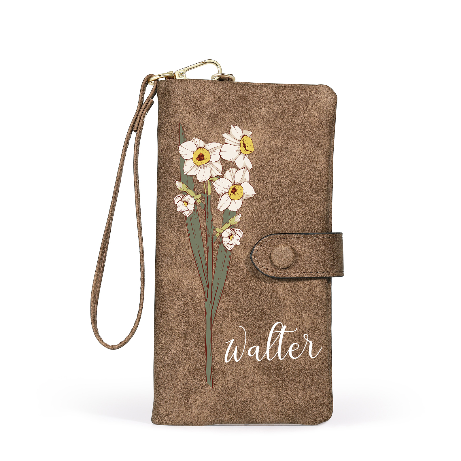 Personalised Women Wallet Custom Birth Flower Name Valentines Day Gift