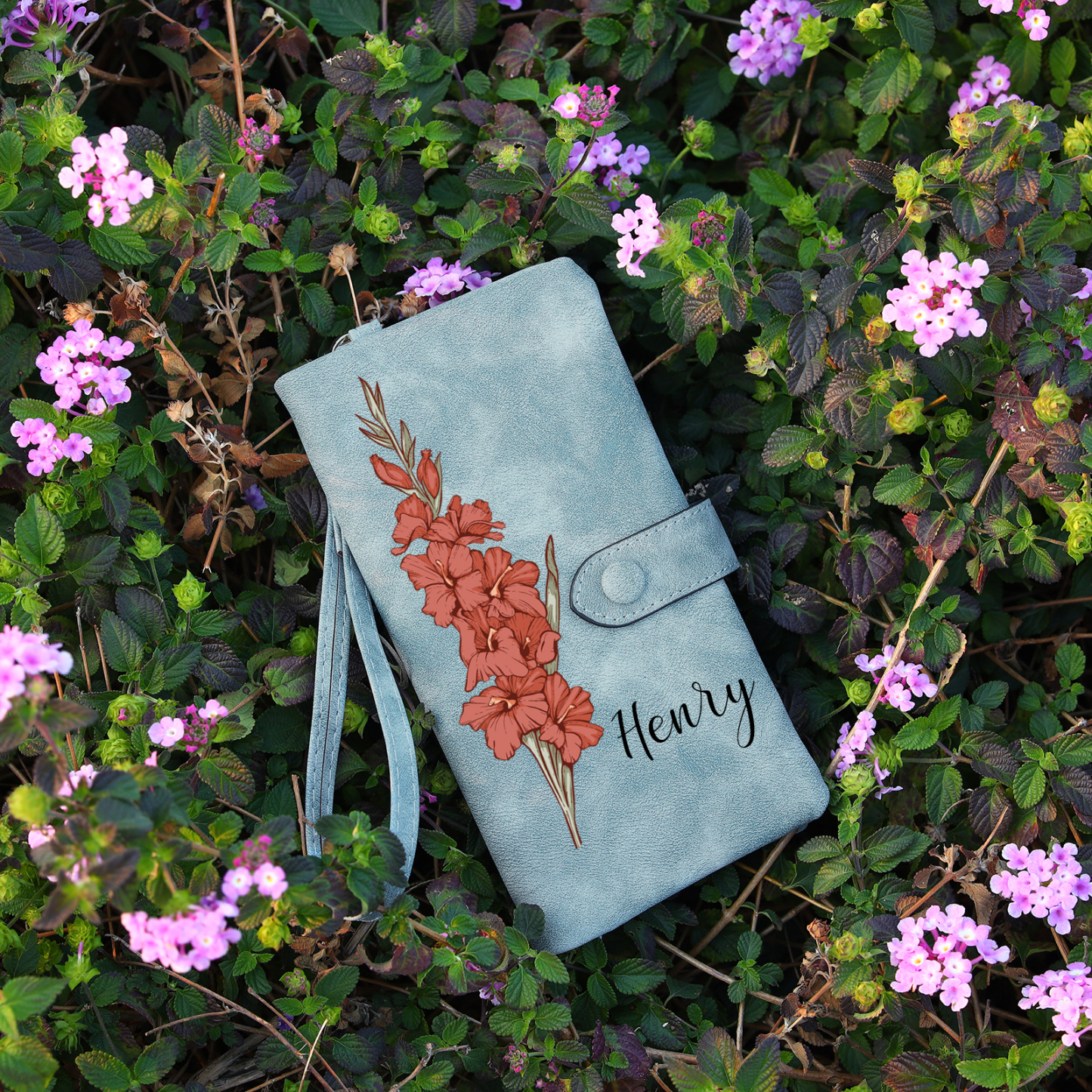 Personalised Women Wallet Custom Birth Flower Name Valentines Day Gift