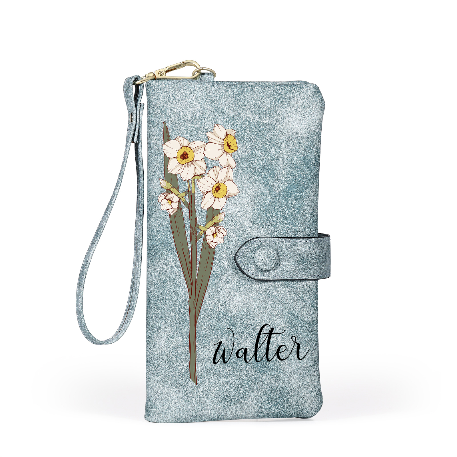 Personalised Women Wallet Custom Birth Flower Name Valentines Day Gift