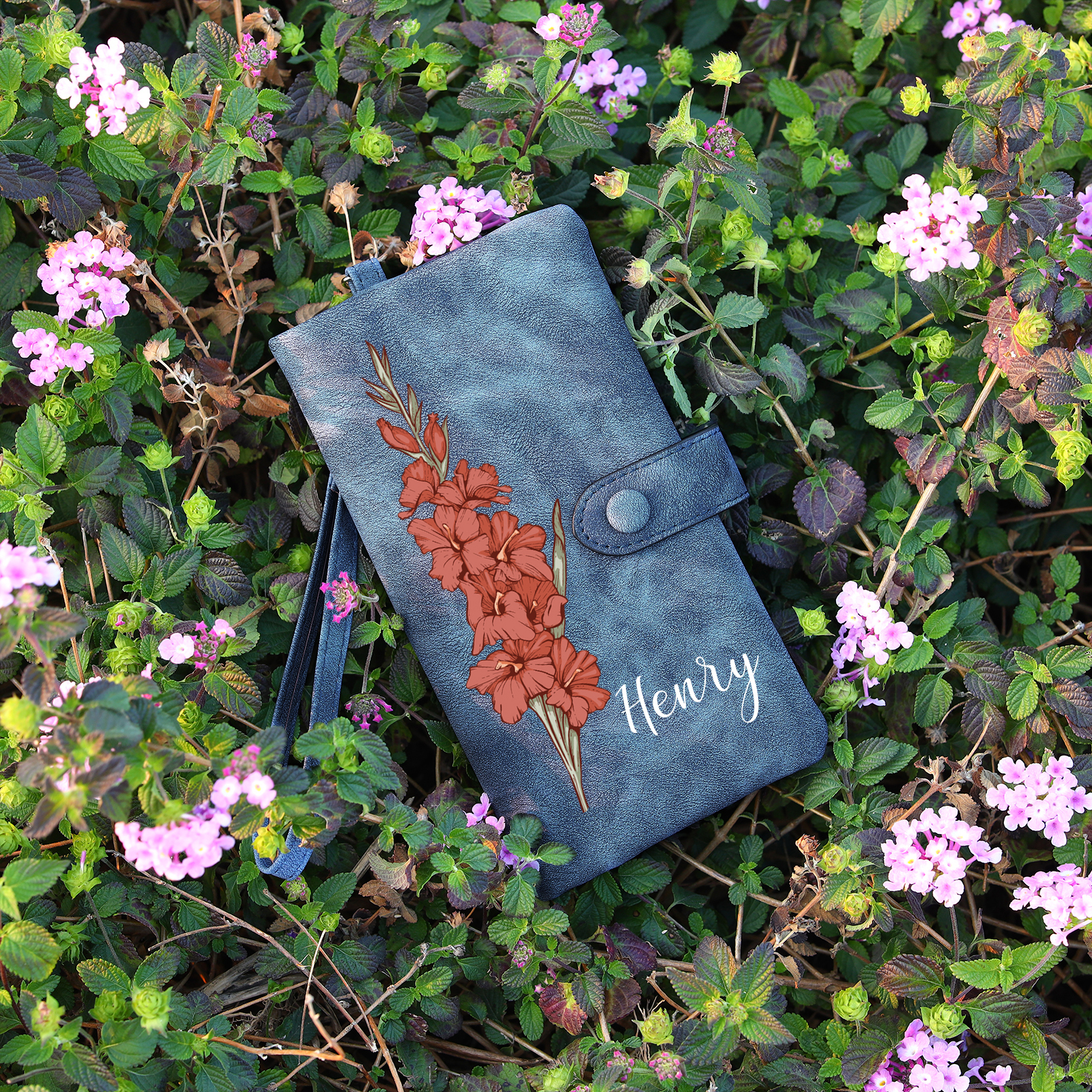 Personalised Women Wallet Custom Birth Flower Name Valentines Day Gift