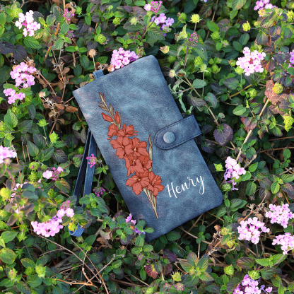 Personalised Women Wallet Custom Birth Flower Name Valentines Day Gift