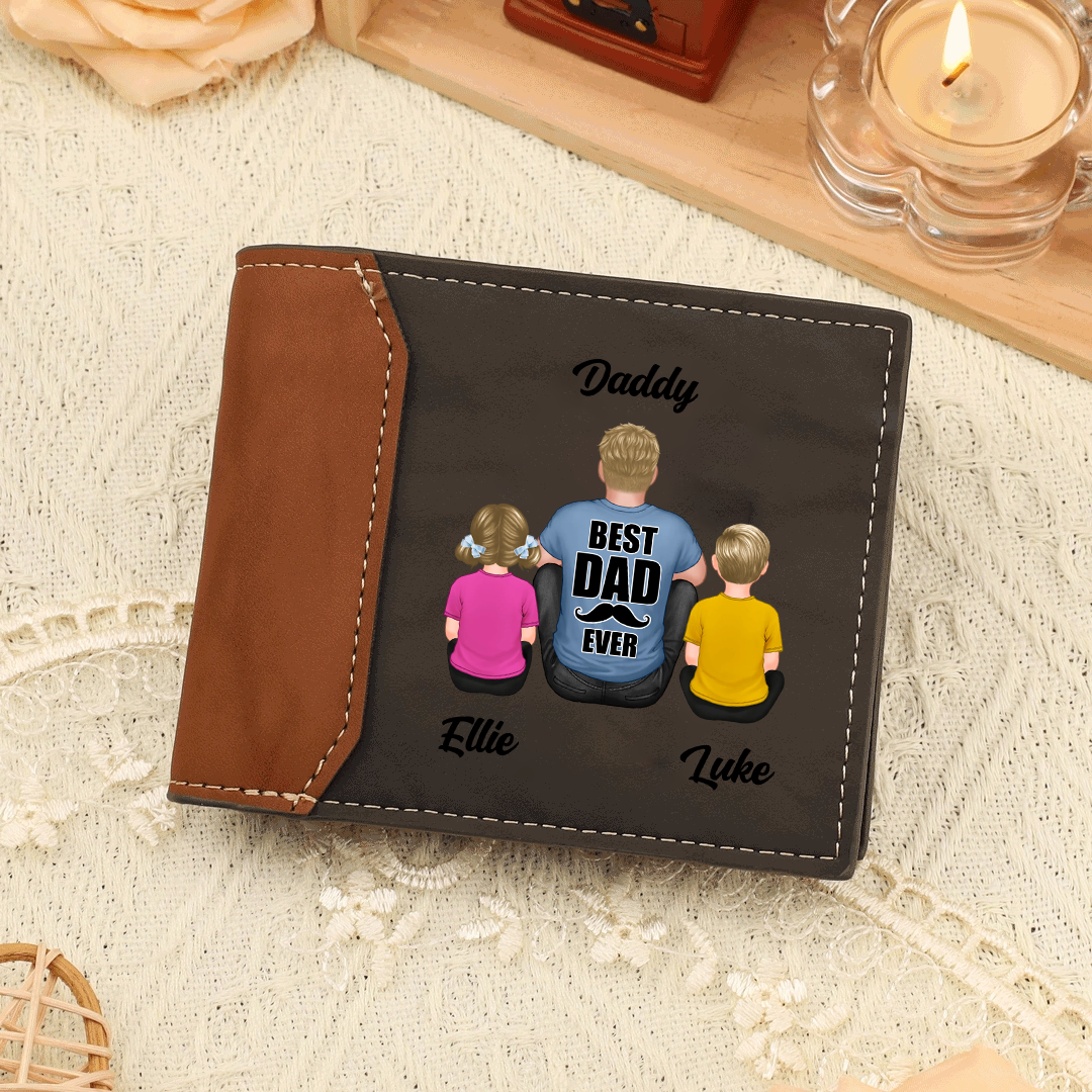 Personalised Wallet for Dad – Custom with 2-9 Names & Title | Jessemade