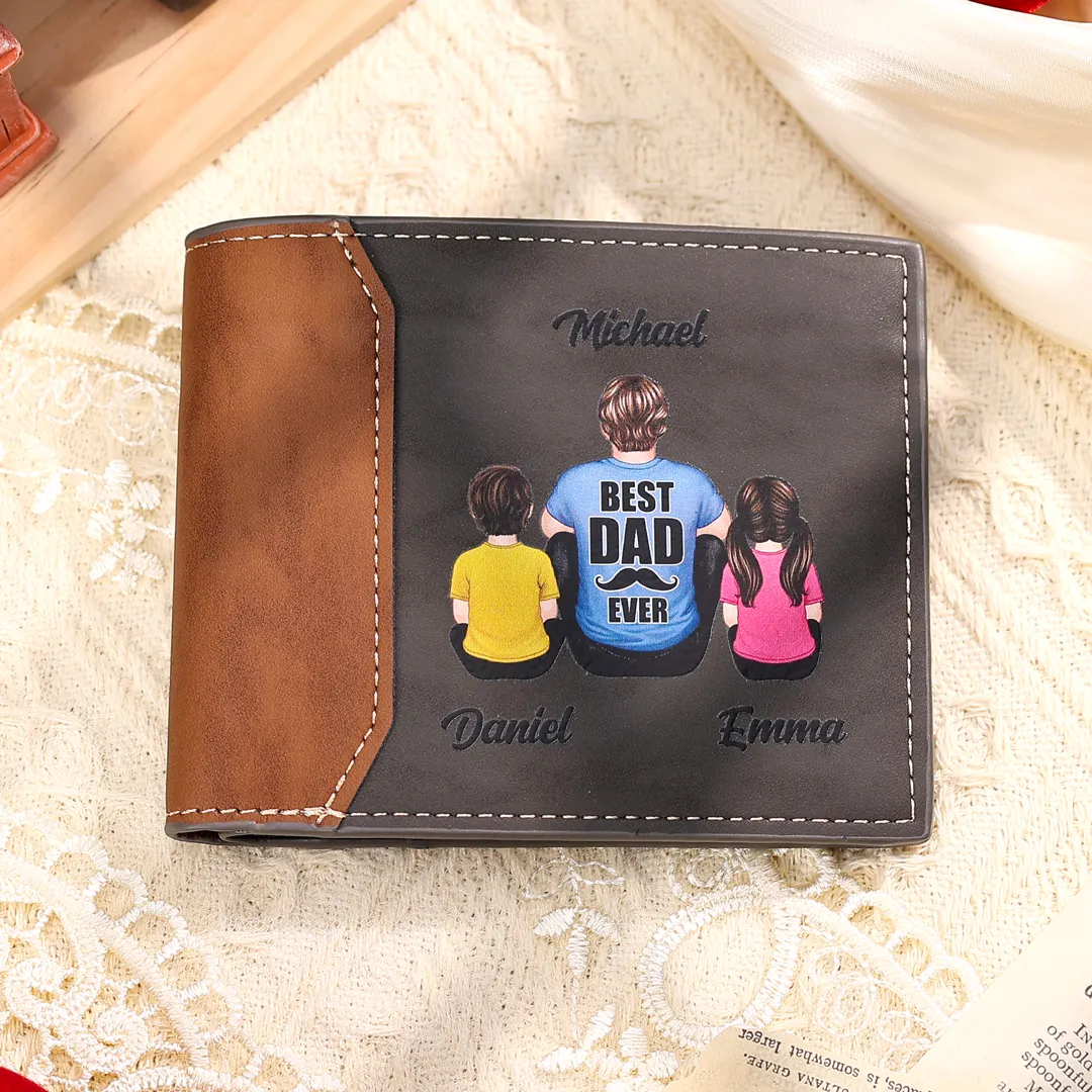 Personalised Wallet for Dad – Custom with 2-9 Names & Title | Jessemade