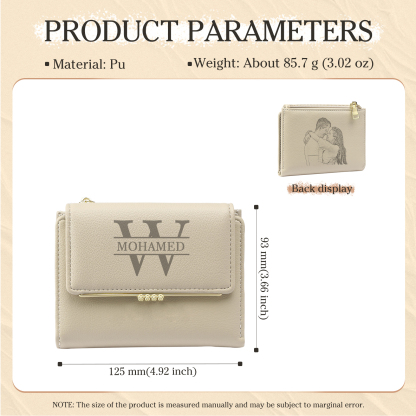 Personalised Women Wallet Custom Photo Name Letter Gift for Her Valentines day