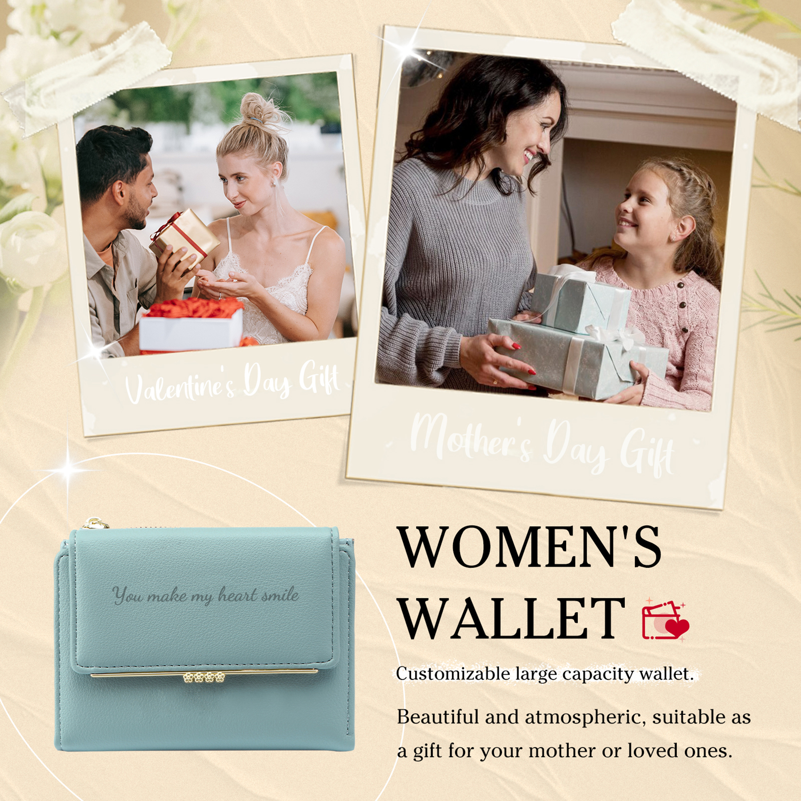 Personalised Women Wallet Custom Photo Text Gift for Her