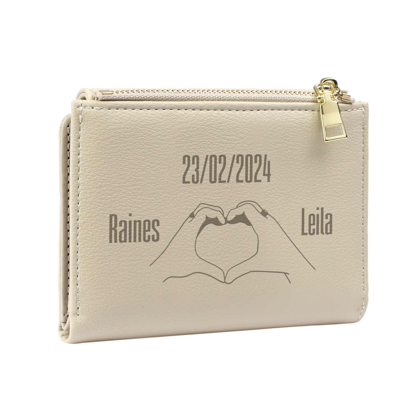 Personalised Women Wallet Custom Text Names Date Heart Hand Valentines Day Gift