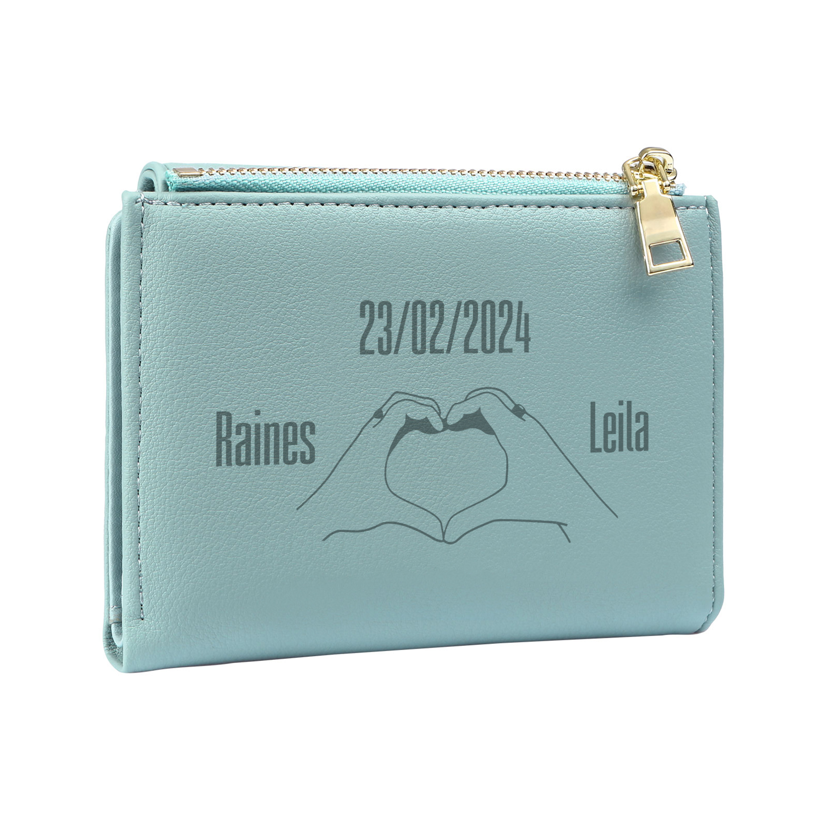 Personalised Women Wallet Custom Text Names Date Heart Hand Valentines Day Gift