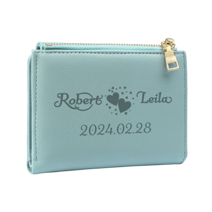 Personalised Women Wallet Custom Text Names Date Gift for Her