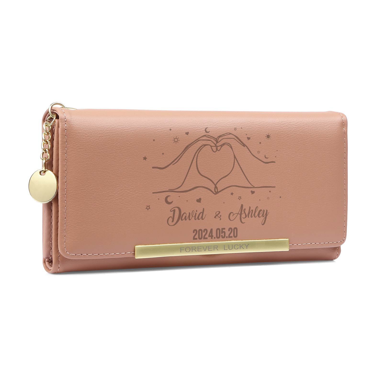 Personalised PU Leather Wallet Two Hands Make a Heart Custom 1 Photo 2