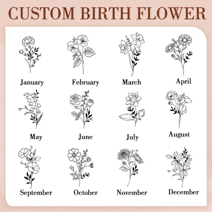 Personalised PU Leather Wallet Birthflower Name Womens Purse Gift for Her