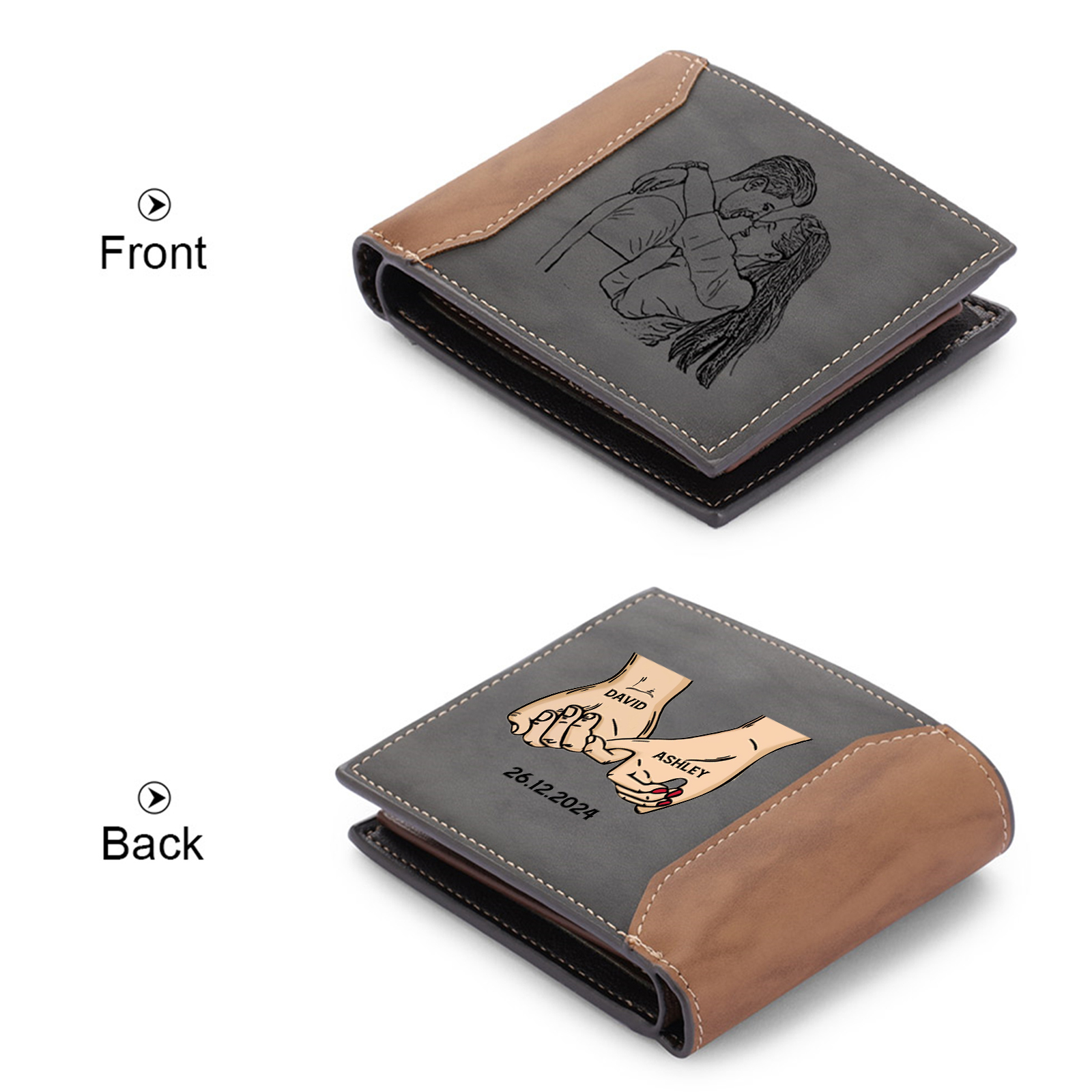 Personalised Men Wallet Custom Photo Names Date Pinky Promise Gift for Him