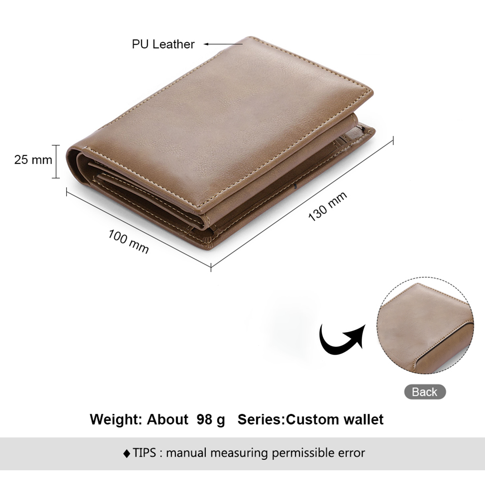 Personalised PU Leather Wallet with Names and the Message “I Love You Forever and Always” for Men