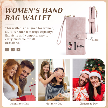 Personalised Women's Wallet with Birth Floral Initial & Name Gift for Her | Jessemade