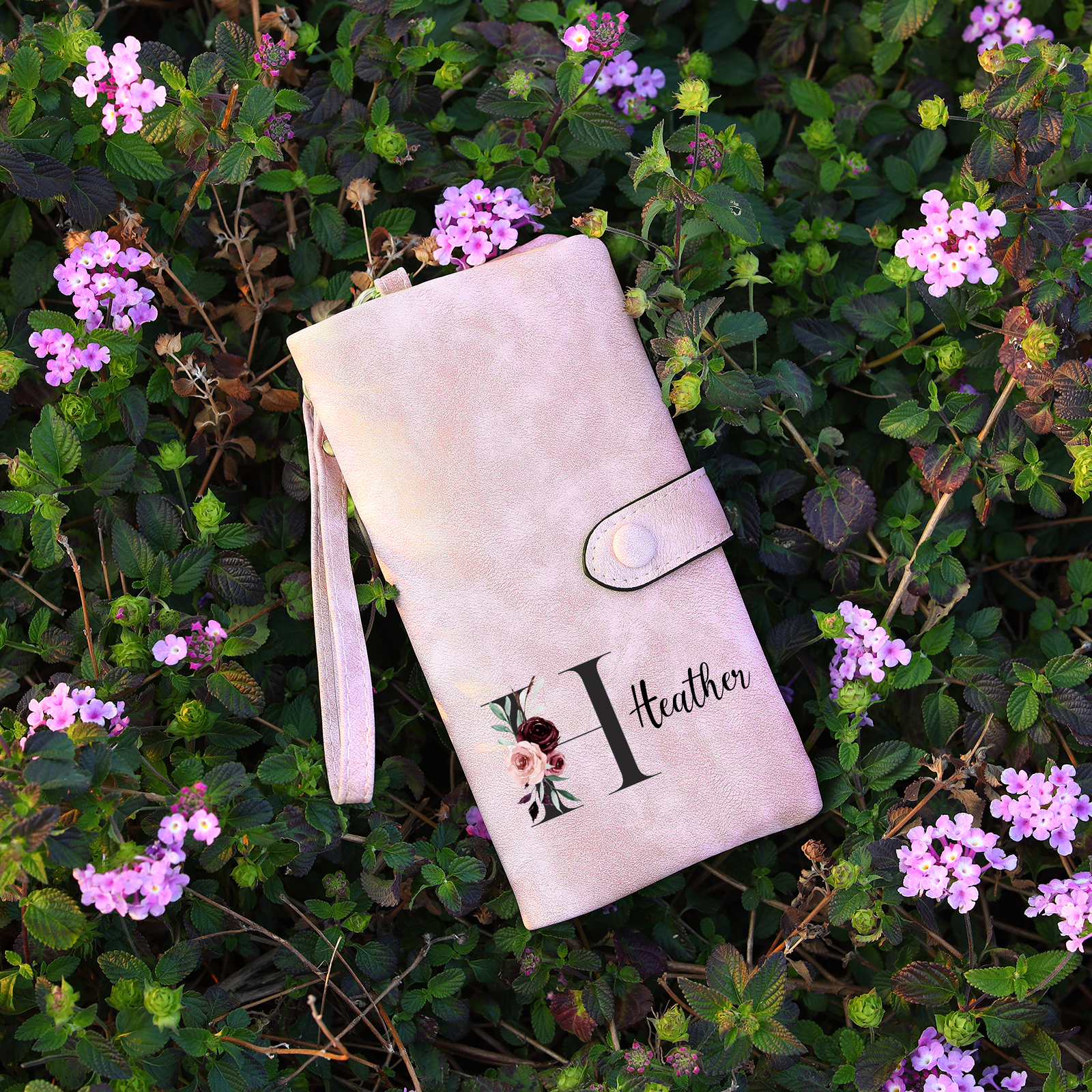 Personalised Women's Wallet with Birth Floral Initial & Name Gift for Her | Jessemade
