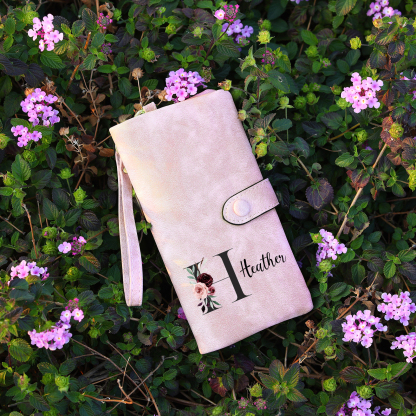 Personalised Women's Wallet with Birth Floral Initial & Name Gift for Her | Jessemade