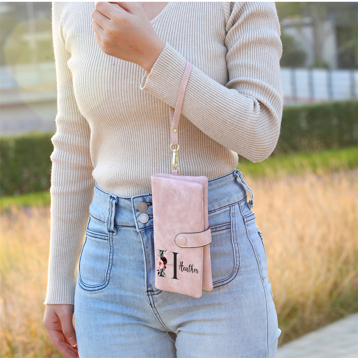 Personalised Women's Wallet with Birth Floral Initial & Name Gift for Her | Jessemade