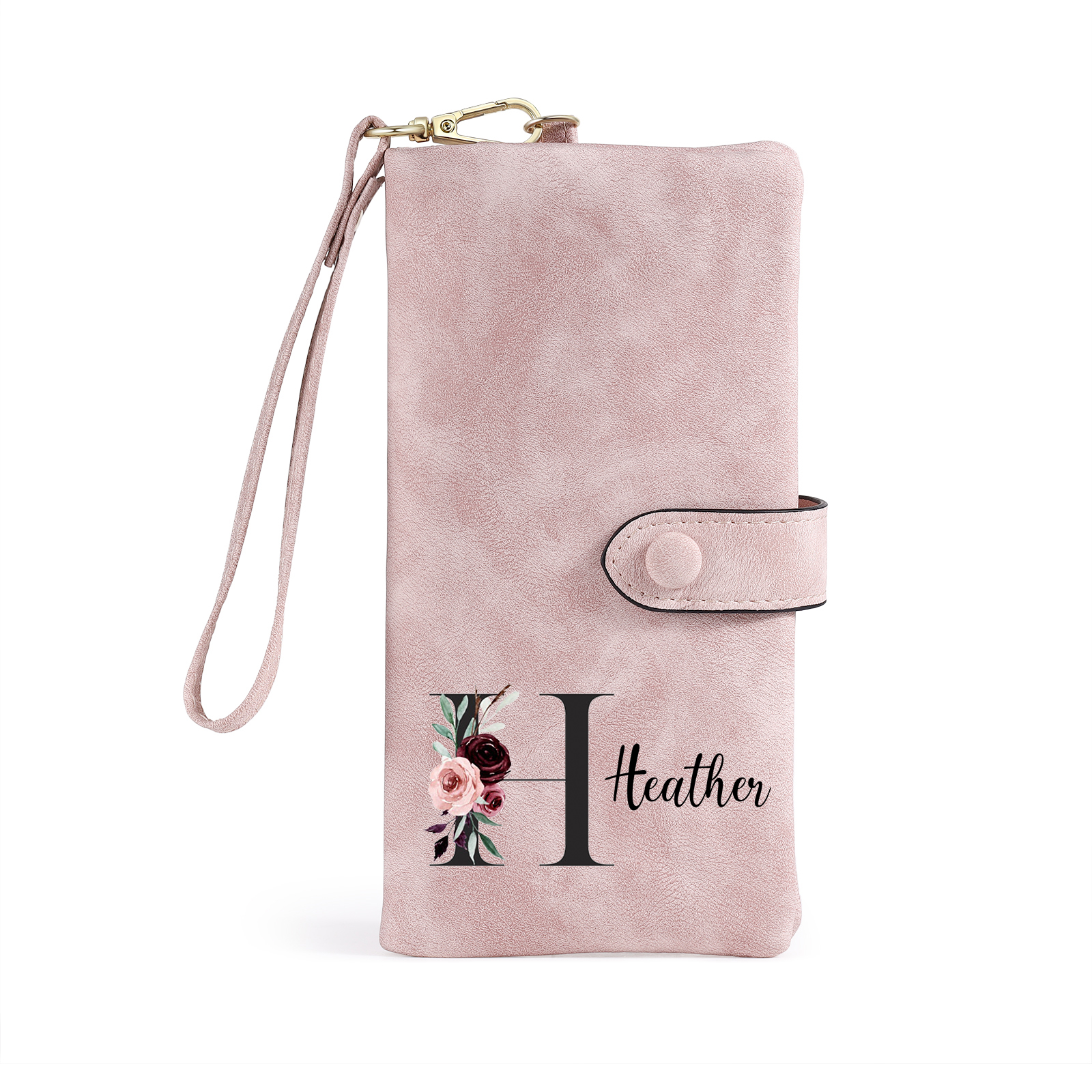 Personalised Women’s Wallet with Name & Floral Letter | Jessemade