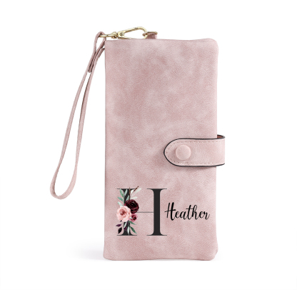 Personalised Women’s Wallet with Name & Floral Letter | Jessemade