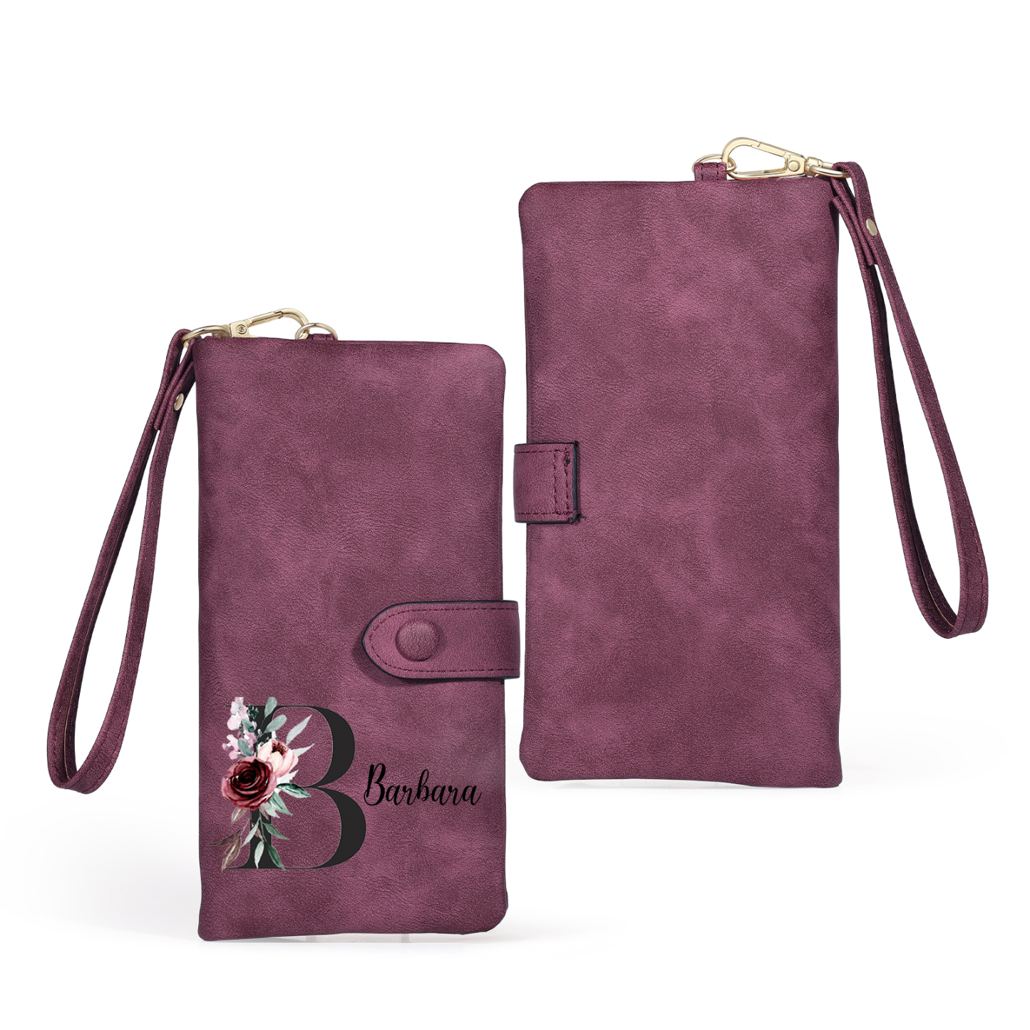 Personalised Women's Wallet with Birth Floral Initial & Name Gift for Her | Jessemade