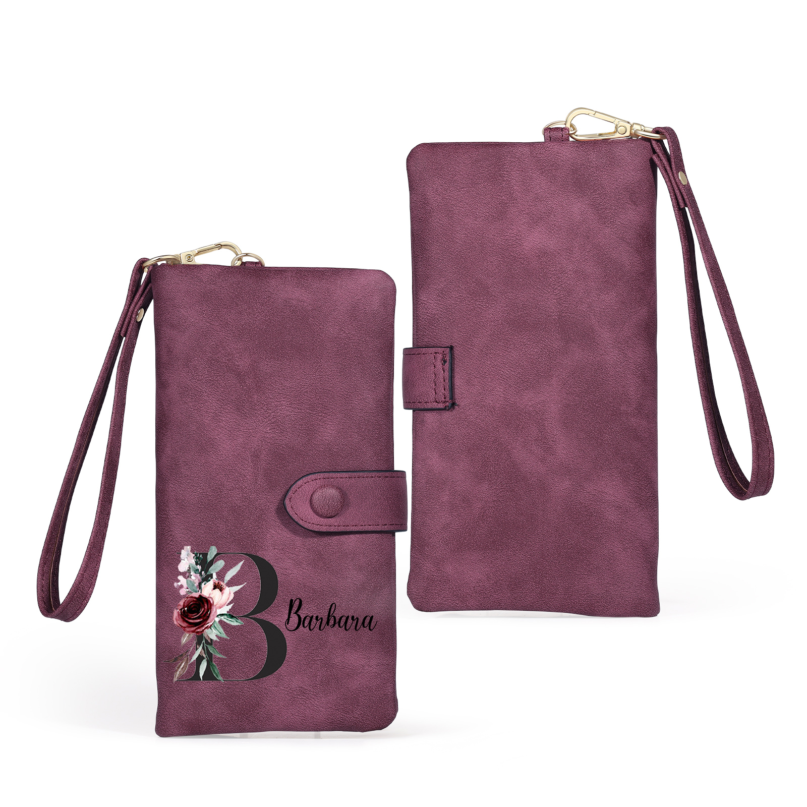 Personalised Women's Wallet with Birth Floral Initial & Name Gift for Her | Jessemade