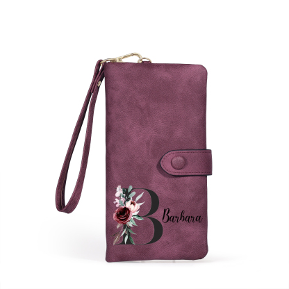 Personalised Women's Wallet with Birth Floral Initial & Name Gift for Her | Jessemade