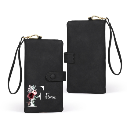 Personalised Women's Wallet with Birth Floral Initial & Name Gift for Her | Jessemade